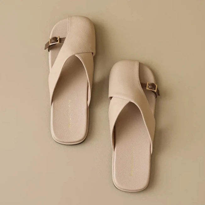 Calixa | Leather Slides for Women Closed Toe