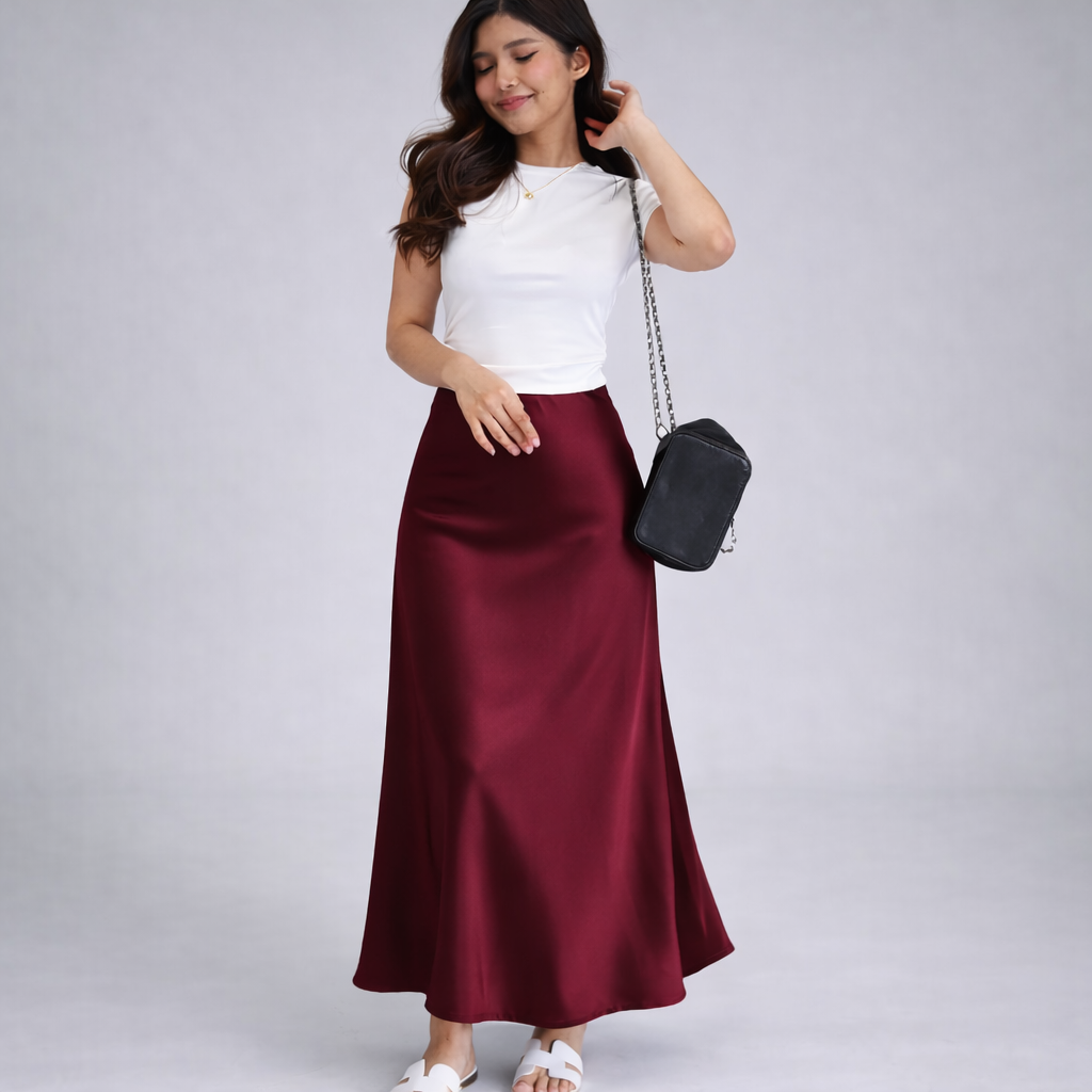Craftsmiley Premium Satin Maxi Skirt