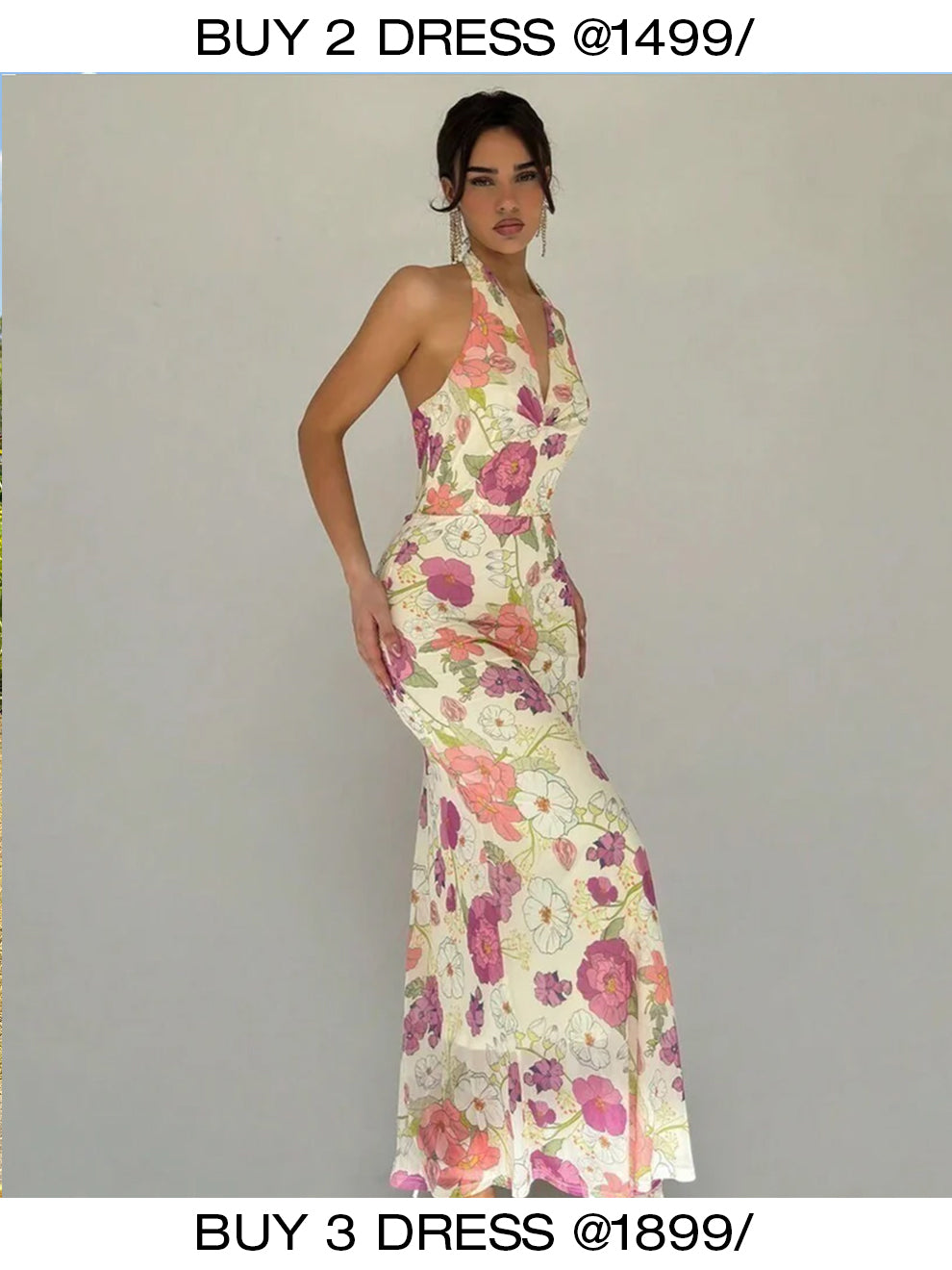 Craftsmiley Women's Multicolor Bodycon Maxi Dress