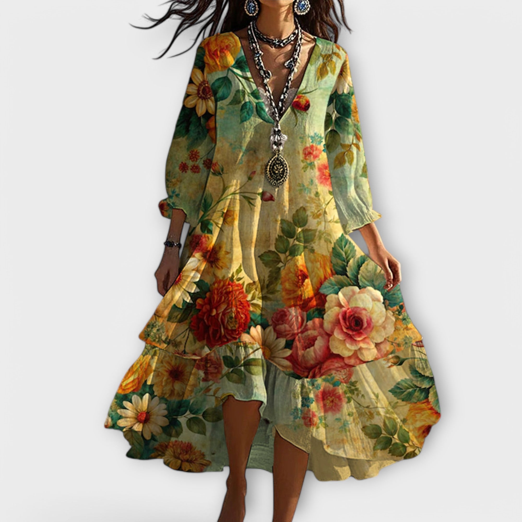 Danielle | Women Vintage Boho V-Neck Summer Dress