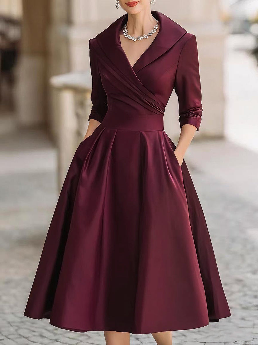 Dawn | Women's Wrap V-Neck A-Line Midi Dress 2