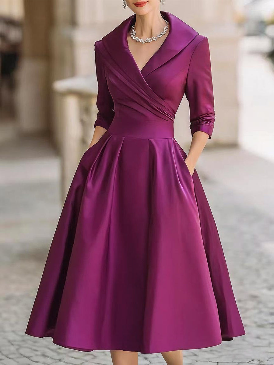 Dawn | Women's Wrap V-Neck A-Line Midi Dress 4