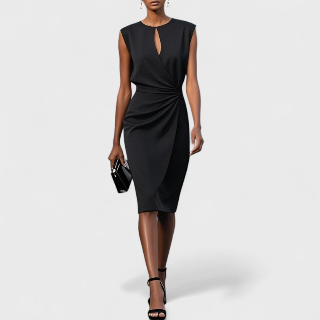 Delia | Women's Sleeveless Keyhole Ruched Midi Dress 2