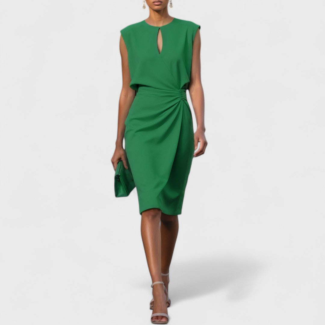 Delia | Women's Sleeveless Keyhole Ruched Midi Dress 3