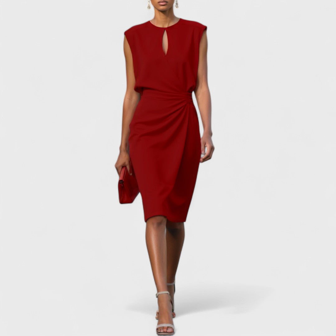 Delia | Women's Sleeveless Keyhole Ruched Midi Dress 4
