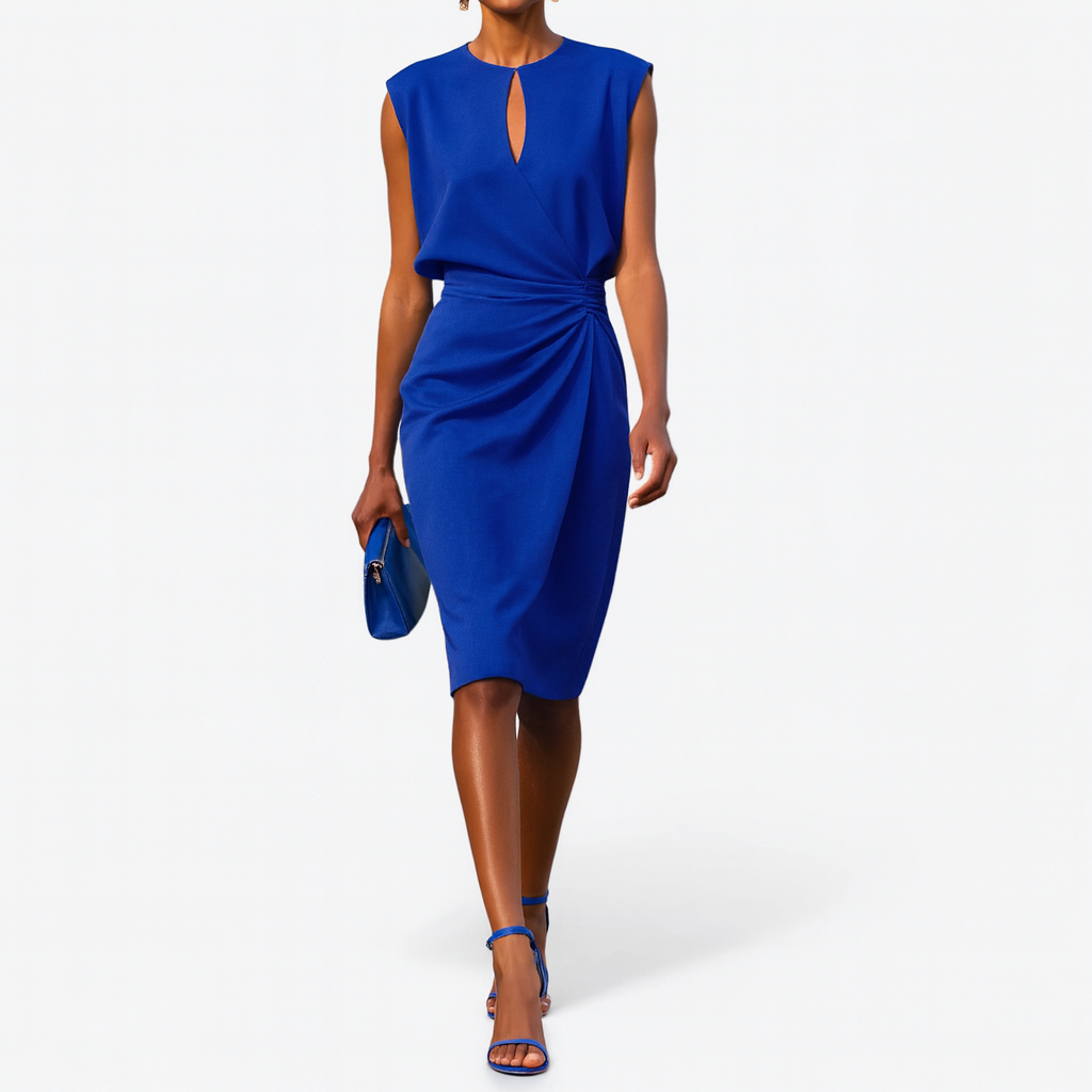 Delia | Women's Sleeveless Keyhole Ruched Midi Dress 5