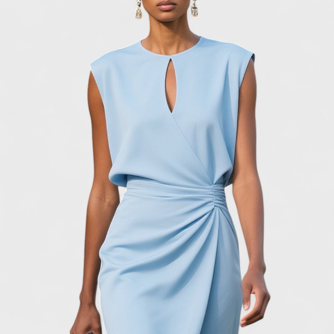 Delia | Women's Sleeveless Keyhole Ruched Midi Dress 6
