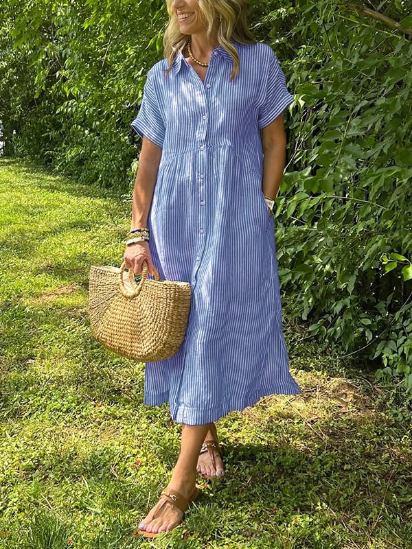 Dixie | Women's Button Front Short Sleeve Midi Dress