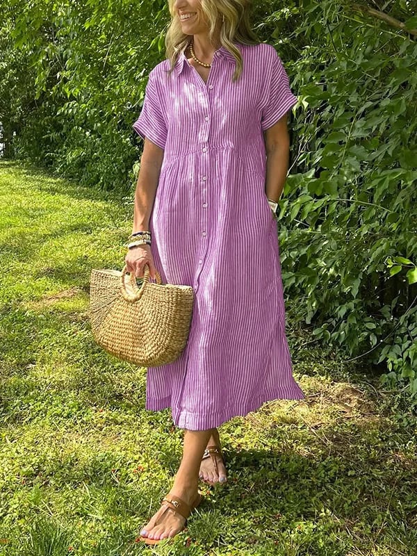 Dixie | Women's Button Front Short Sleeve Midi Dress 5