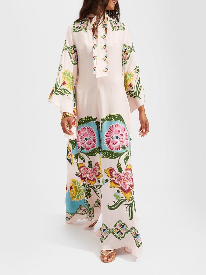 Donna | Women's Floral Print Mock Neck Bell Sleeve Maxi Dress 3