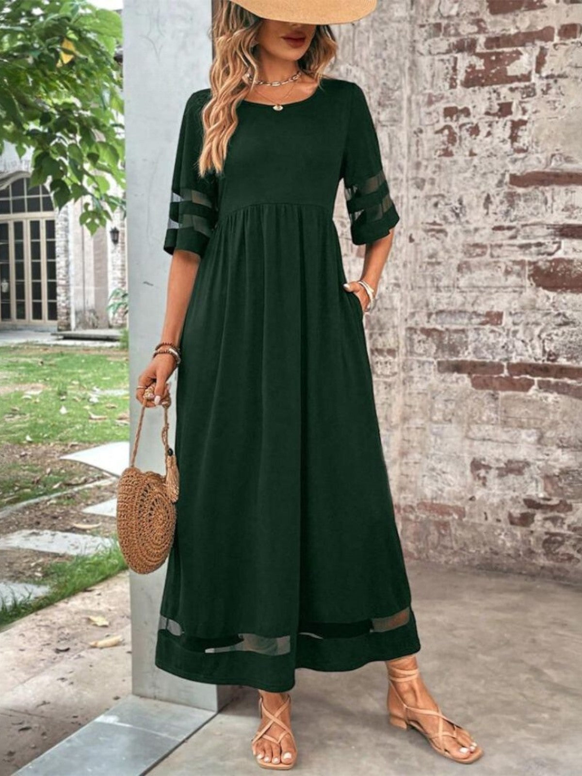 Dora | Women's Mesh Panel Empire Waist Maxi Dress 2