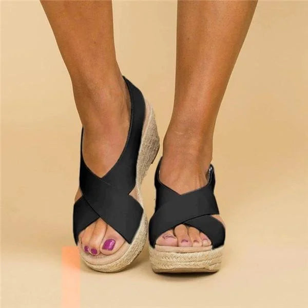 Esme | Women's Crossover Slingback Wedge Sandals 1
