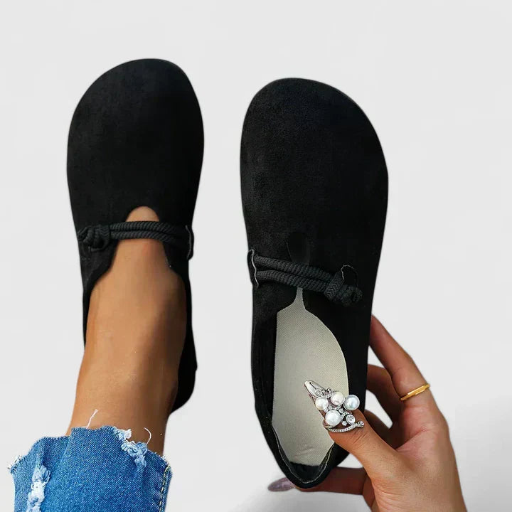 Fiona | Women's Suede Round Toe Rope Strap Comfort Flats 1