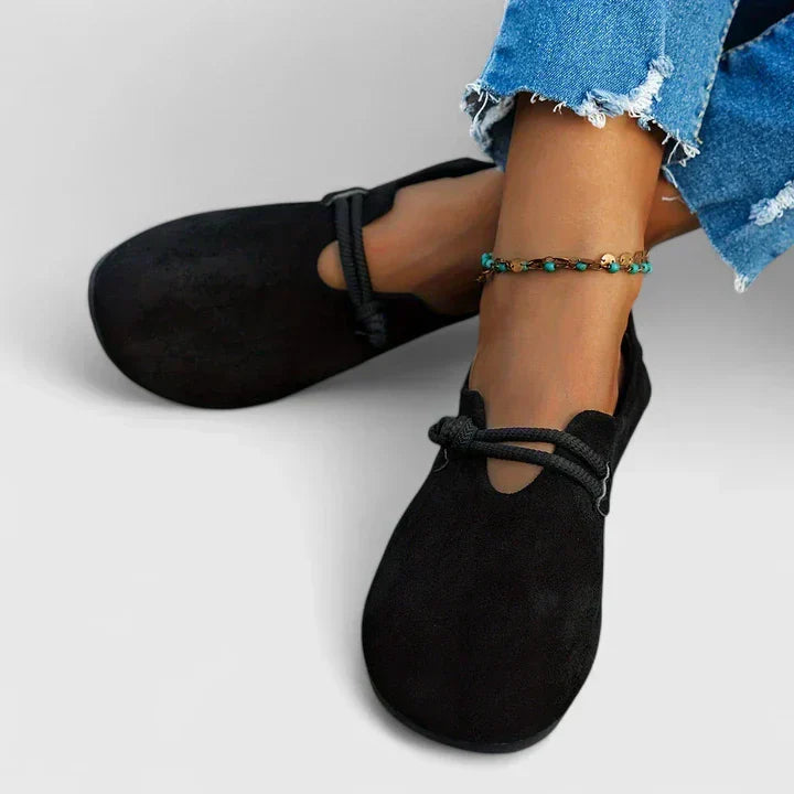 Fiona | Women's Suede Round Toe Rope Strap Comfort Flats 2
