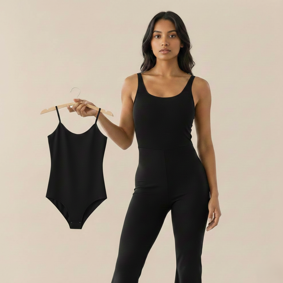Craftsmiley V-Back Flared Jumpsuit + Free Contour Ultra Comfy Bodysuit | Sexy Backless Women's Jumpsuit