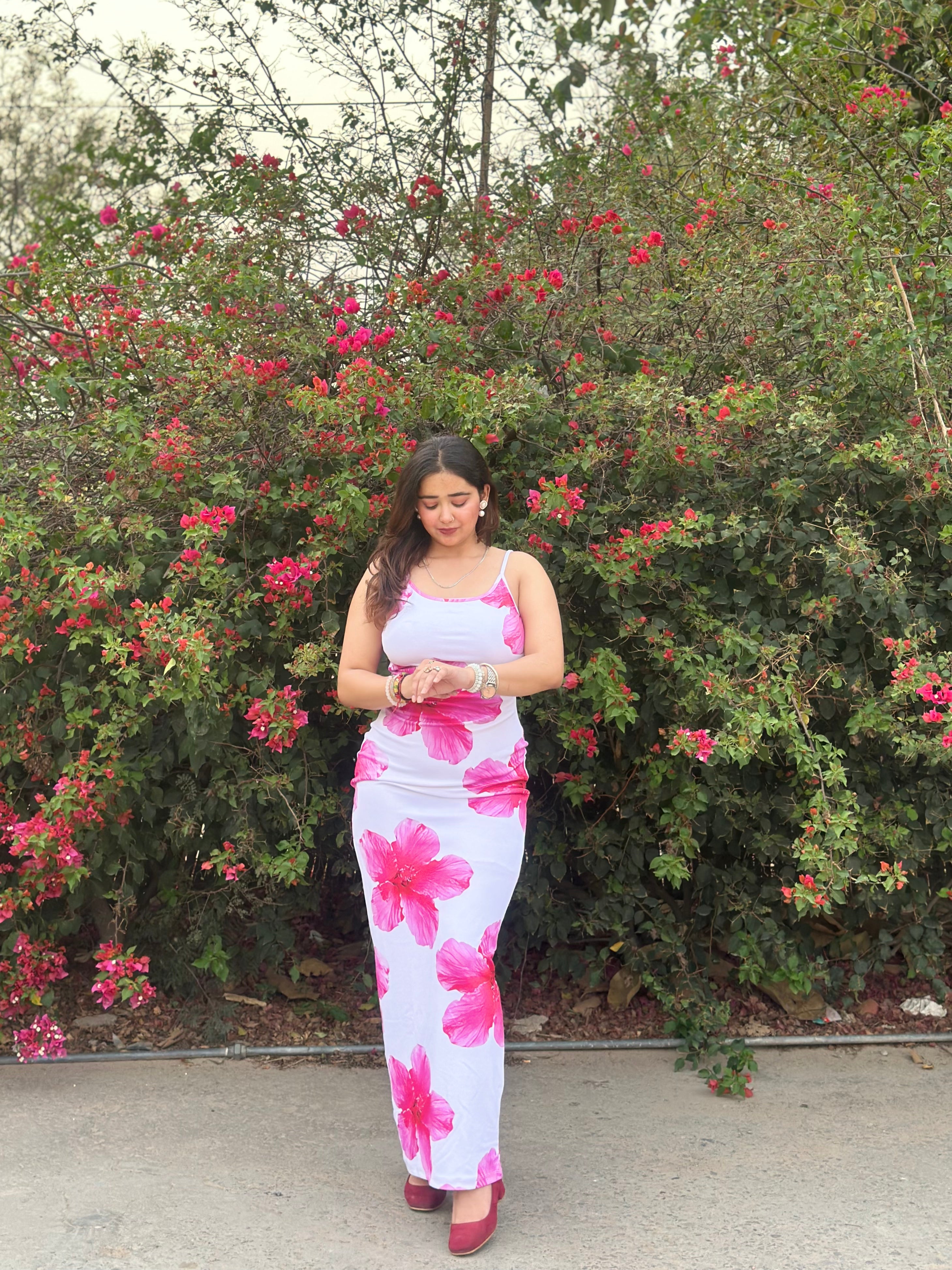 Craftsmiley Blossom white bodycon dress