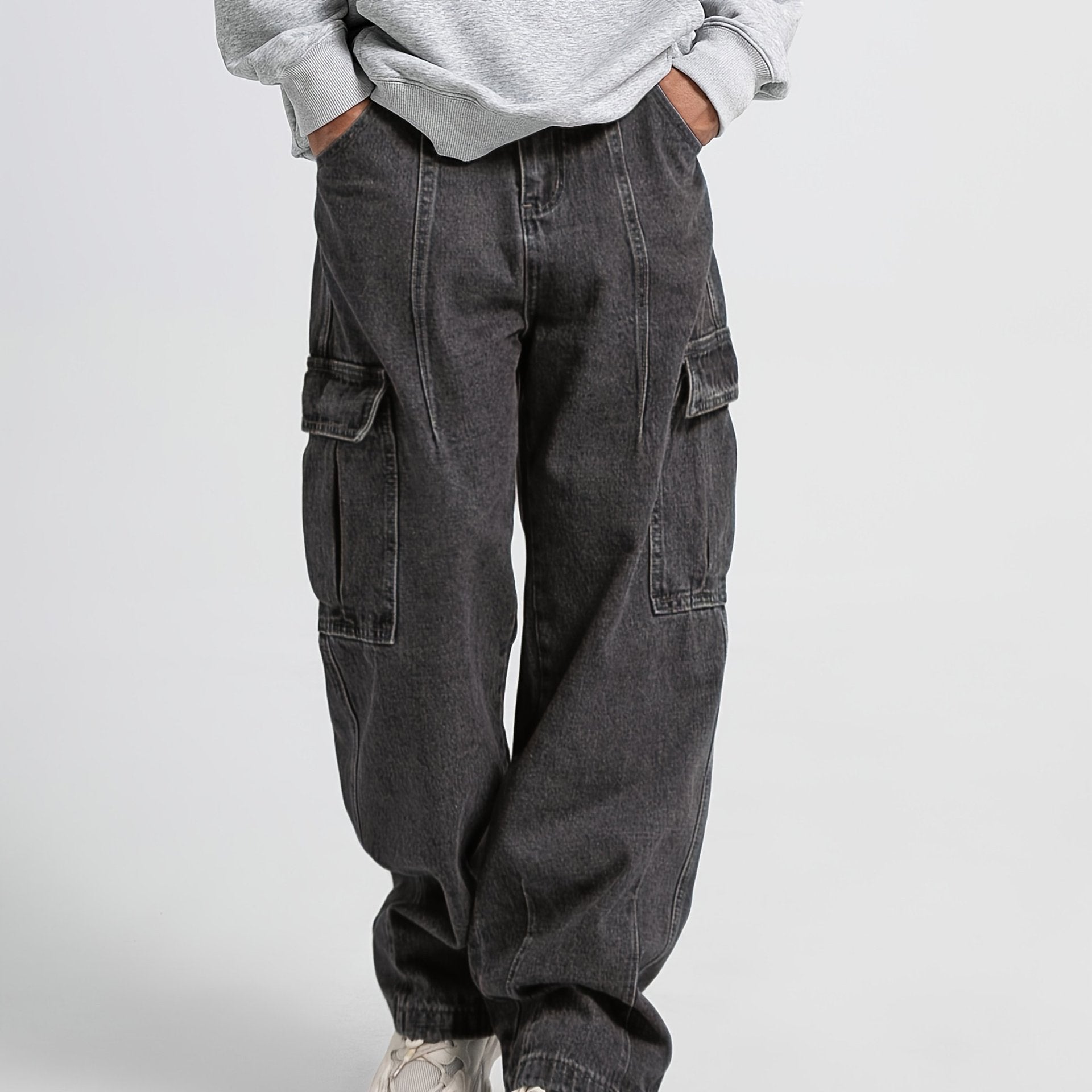 Jace | Men's Relaxed Fit Cargo Jogger Jeans Washed Denim