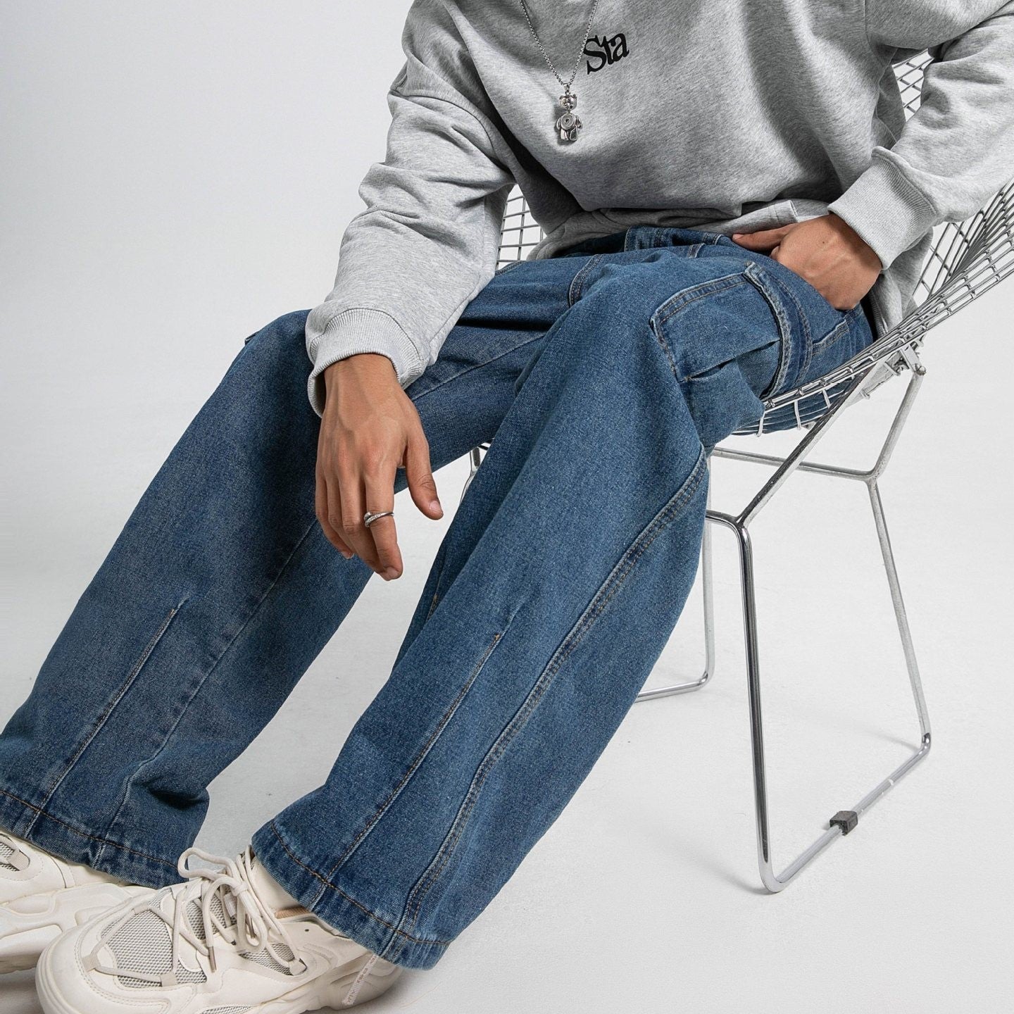 Jace | Men's Relaxed Fit Cargo Jogger Jeans Washed Denim 1