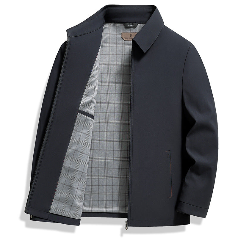 Jack | Men's Zip Front Spring Jacket Point Collar Plaid Lined 