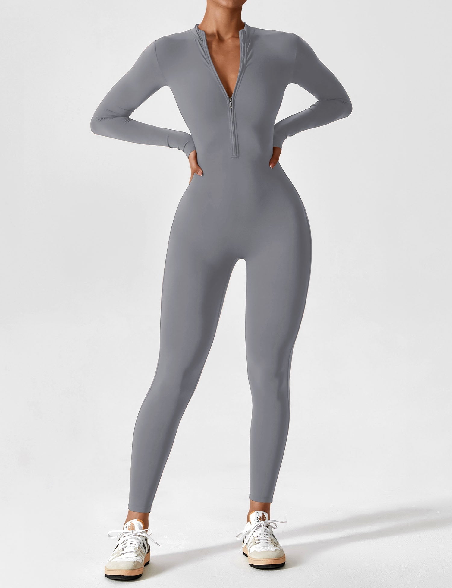 Jessa | Women's Long Sleeve Zip Front Jumpsuit Black 19