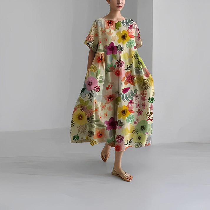Juniper | Women's Floral Print Oversized Midi Summer Dress