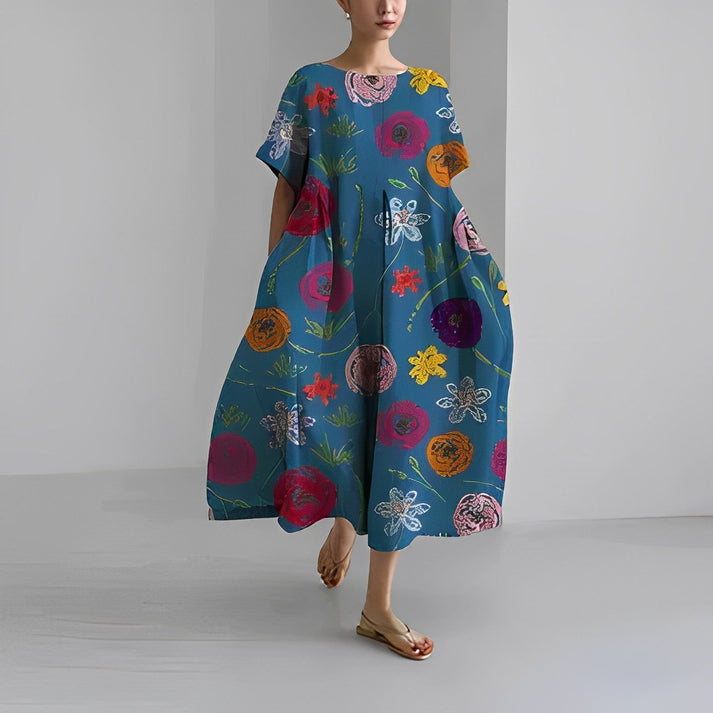 Juniper | Women's Floral Print Oversized Midi Summer Dress