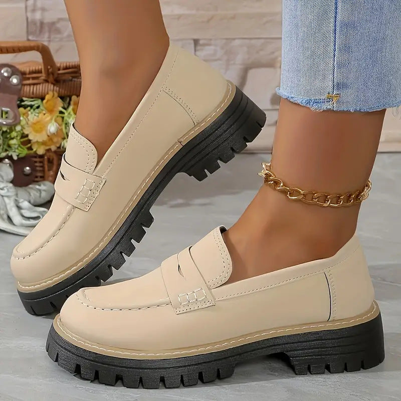 Laura | Women's Platform Penny Loafers Slip-On Lug Sole