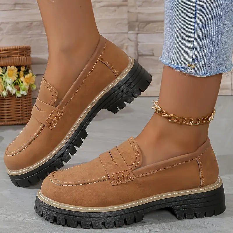 Laura | Women's Platform Penny Loafers Slip-On Lug Sole 5