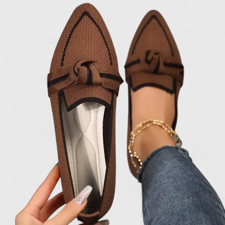 Lena | Women's Pointed Toe Knit Loafers Slip-On Contrast Trim 2