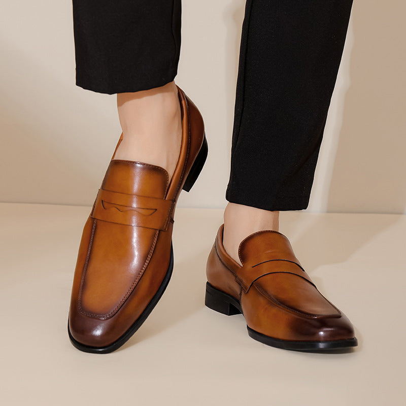 Leon | Men's Leather Loafer Slip-On Burnished Leather Tan