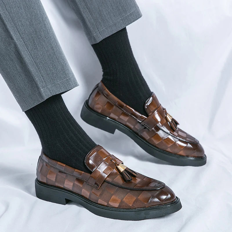 Luca | Men's Tassel Loafers Woven Patent Leather 2