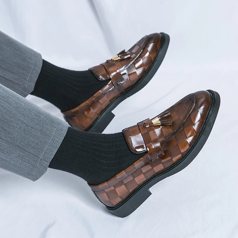 Luca | Men's Tassel Loafers Woven Patent Leather 3