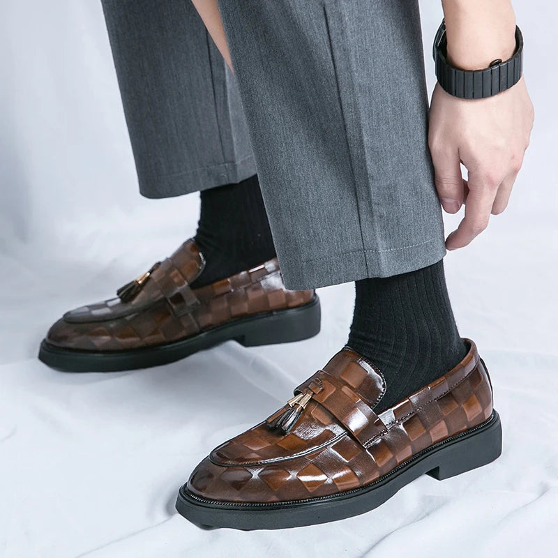 Luca | Men's Tassel Loafers Woven Patent Leather 4