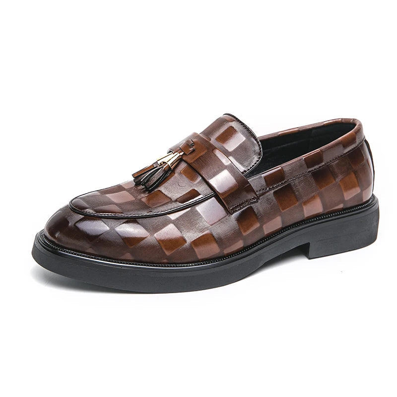 Luca | Men's Tassel Loafers Woven Patent Leather 7