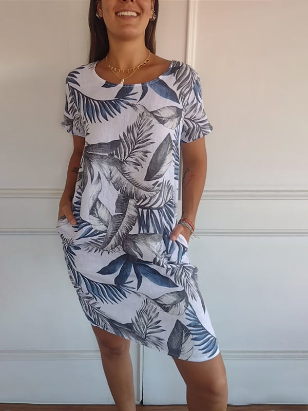 Luma | Casual Leaf Print Summer Dress 1