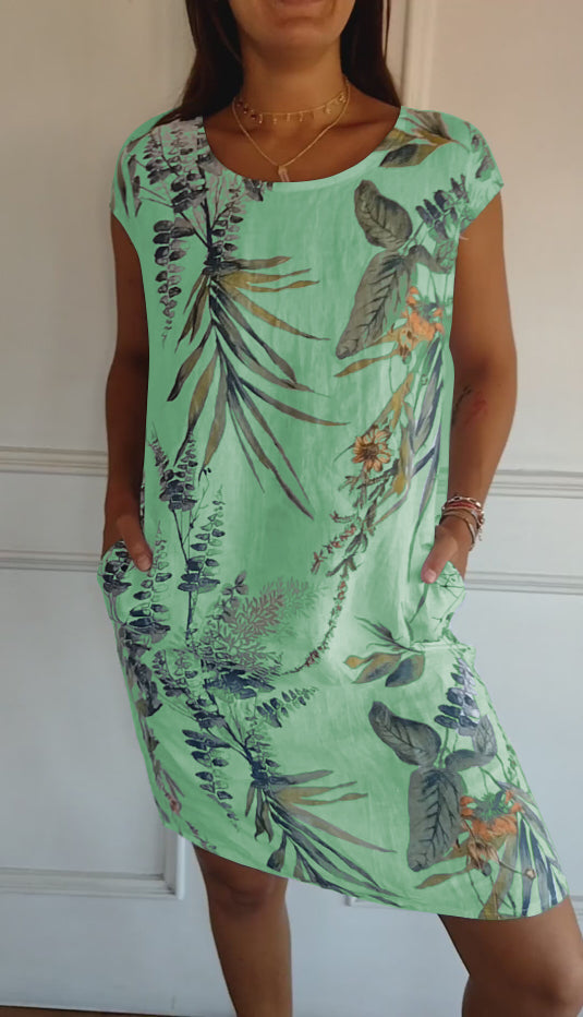 Luma | Casual Leaf Print Summer Dress 6