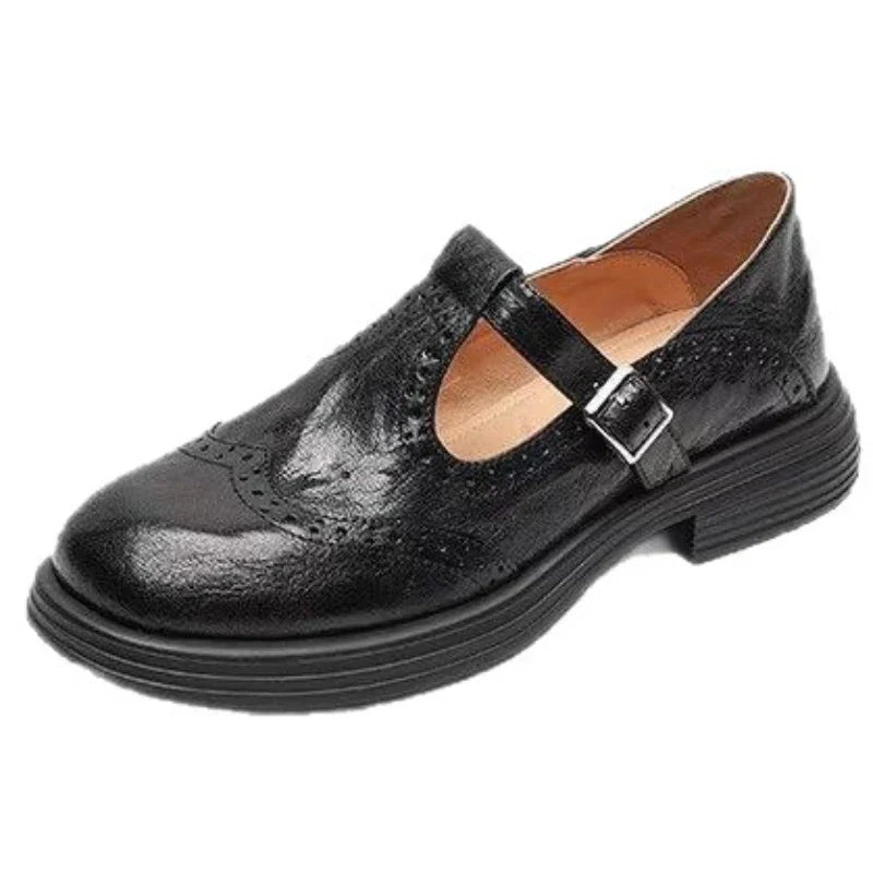 Margot | Women's T Strap Buckle Flat Shoes