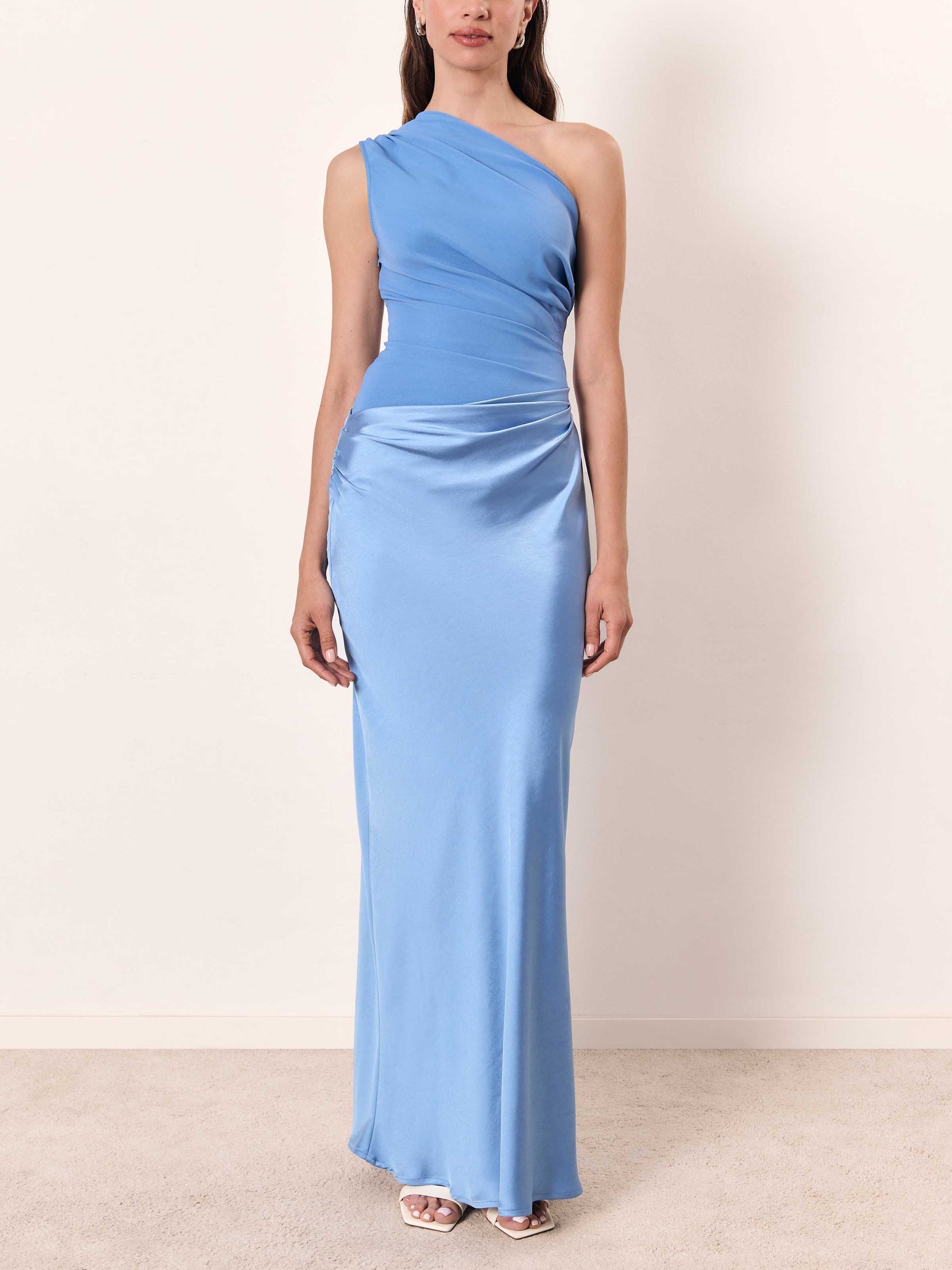 Mariana | Women's One Shoulder Ruched Satin Maxi Dress 4