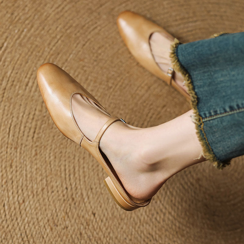 Marina | Women's Leather Mary Jane Summer Flats1
