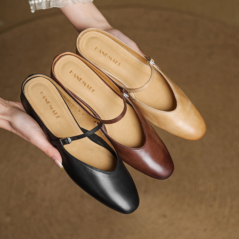 Marina | Women's Leather Mary Jane Summer Flats7