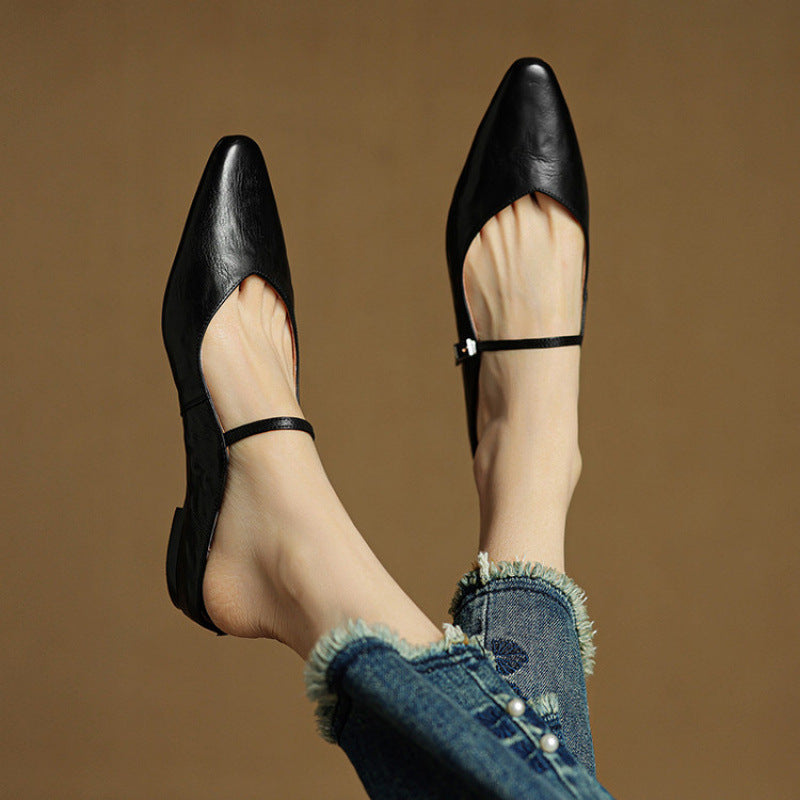 Meiko | Leather Slides for Women Pointed Toe