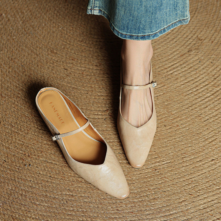 Meiko | Leather Slides for Women Pointed Toe