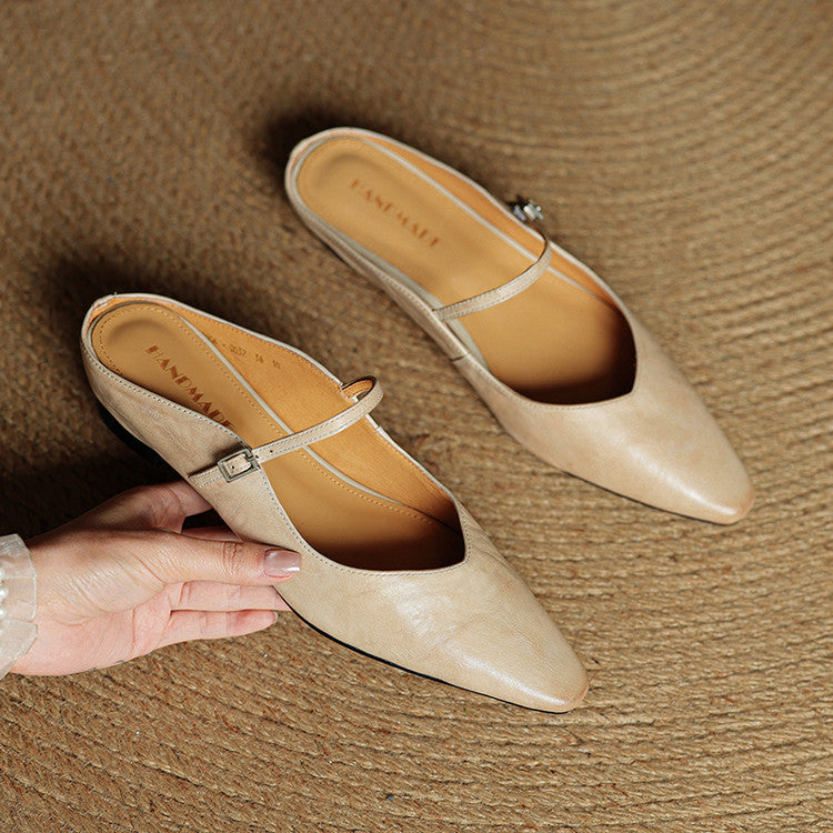 Meiko | Leather Slides for Women Pointed Toe