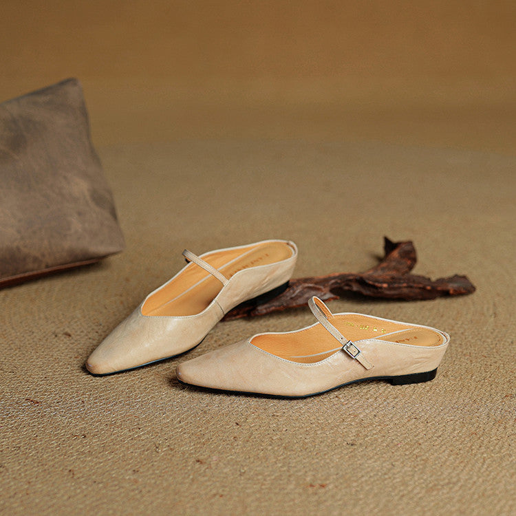 Meiko | Leather Slides for Women Pointed Toe