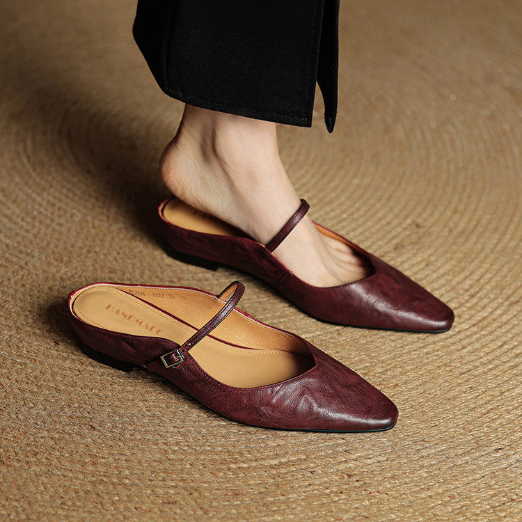 Meiko | Leather Slides for Women Pointed Toe