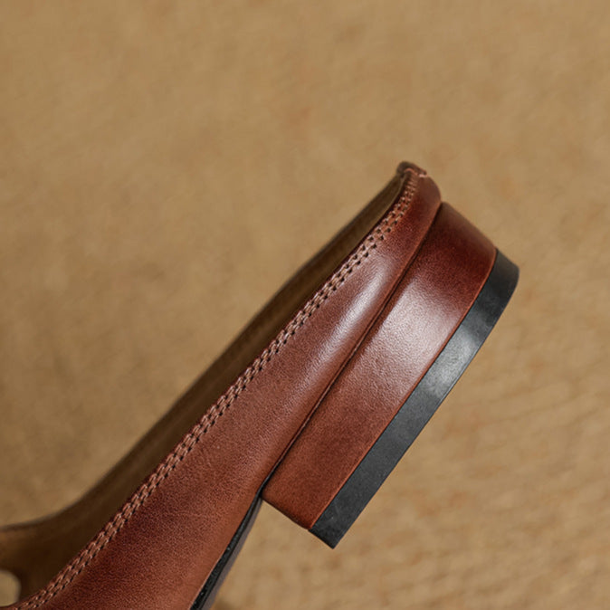 Monica | Women's Mary Jane Mules Round Toe Leather Strap 8