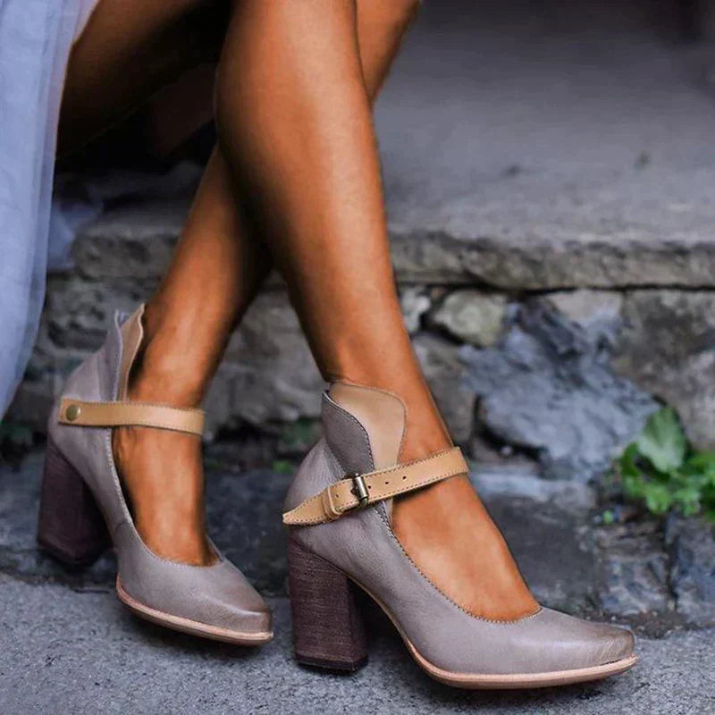 Myra | Women's Orthopedic Mary Jane Ankle Strap Block Heel Sandals