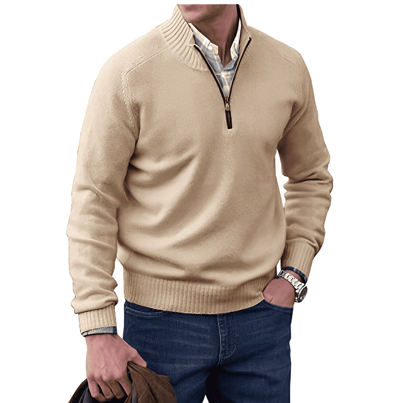 Pavin | Men's Knitted Half Zip Pullover Sweater