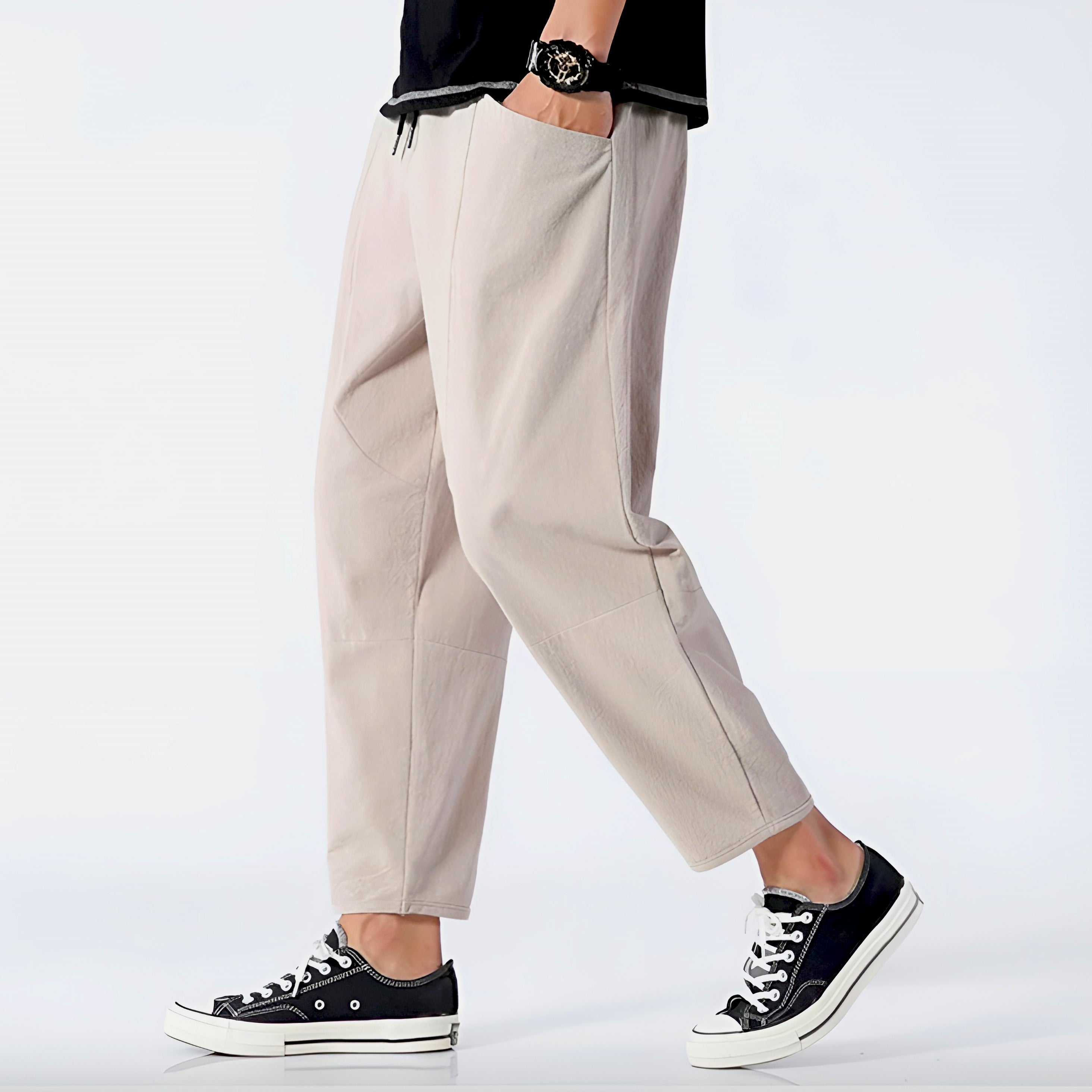 Peter | Men's Cropped Tapered Pants Elasticated Drawstring Waist 1