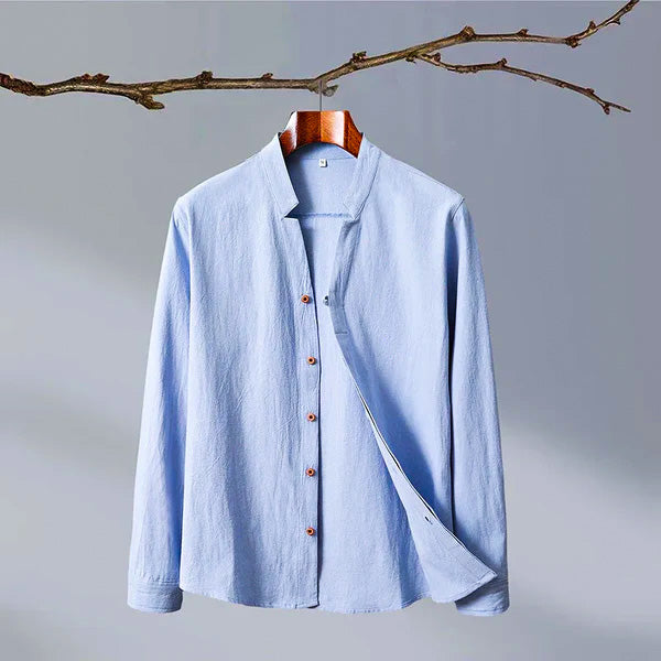 Relea | Relaxed-Fit Linen Shirt with Band Collar 0